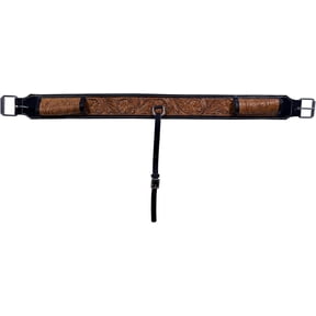 Antique Tooled Leather Western Saddle Girth - Handcrafted Horse Cinch with Classic Tooling Design, Buckles, Comfortable & Durable Equestrian Tack for Riding & Training - 34 In ( TAN)