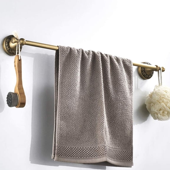 Antique Towel Bar, Adjustable Towel Holder Rod Brass Bathroom Accessories Expandable 15.2 to 27.8 Inch Vintage Wall Mount