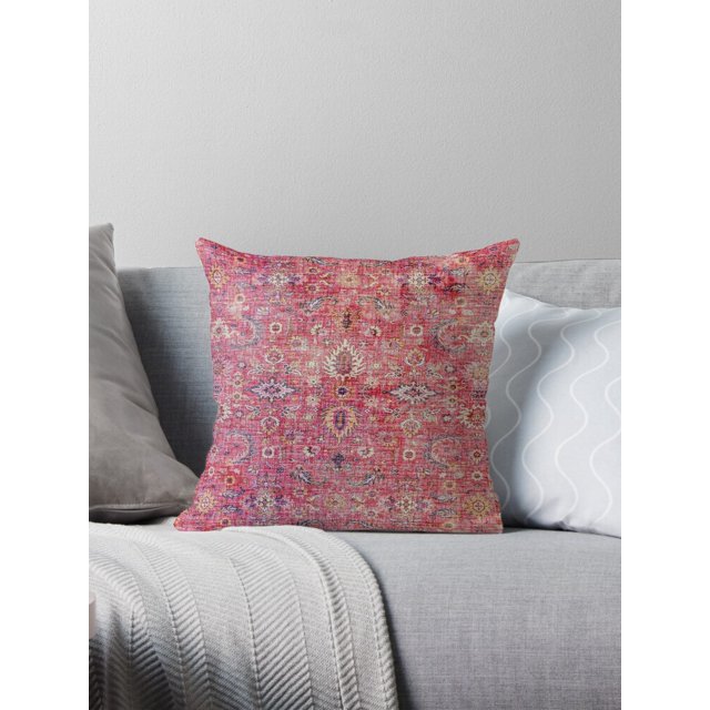 Antique Traditional Pink Oriental Moroccan Style Throw Pillow Covers