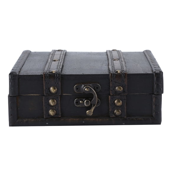 Antique Treasure Chest For Home Decor, Wide Use Vintage Wooden Storage Trunk With Latch Design For Jewelry Keepsakes