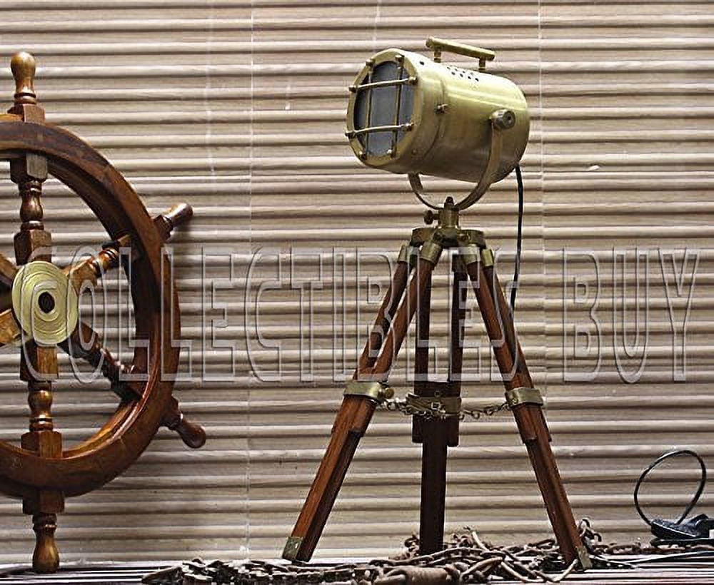 Vintage Decorative Marine Table Lamp Nautical Royal Wooden Tripod Desk Decor Maritime Replica 2017 Brown-Brass