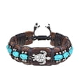 thumbnail image 1 of Antique Turtle Signed Healing Turquoise Rolls Leather Bracelet, 1 of 5