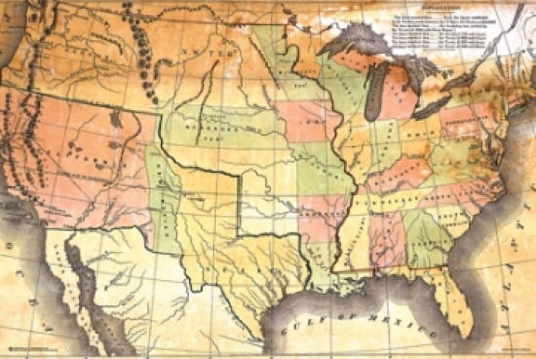 Antique USA Map Laminated Poster (24 x 36) - image 1 of 1