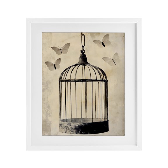 Stupell Industries Antique Uncaged Butterflies White Framed Print Under Glass, design by Franklyn Gregory