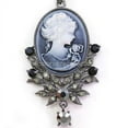 thumbnail image 1 of Antique VTG Style Gray Hematite Rhinestone Designer Cameo Necklace Chain Pendant, 1 of 1