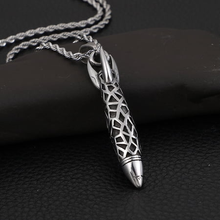 Antique Vajra rocket 14K White Gold Necklaces Pendant Rock Chain India Ganesha Buddhism Necklace Men Jewelry
