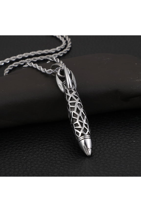 Antique Vajra rocket 14K White Gold Necklaces Pendant Rock Chain India Ganesha Buddhism Necklace Men Jewelry