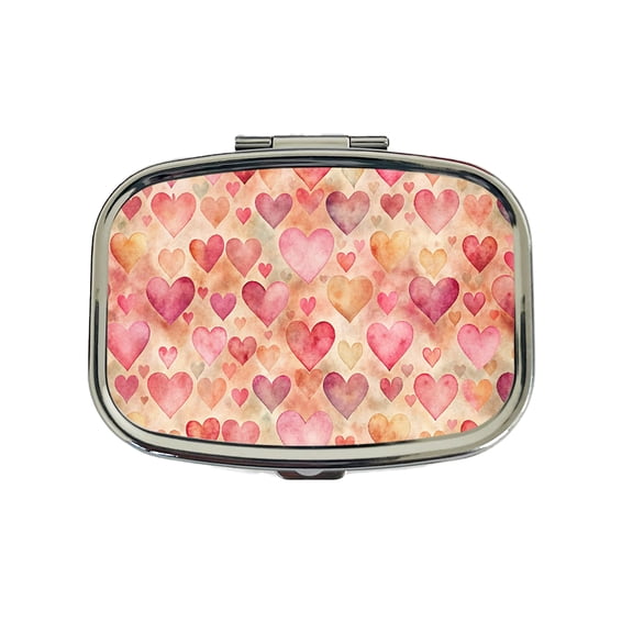 Antique Valentine's Day Hearts Pattern Small Travel Handbag Pill Box Case