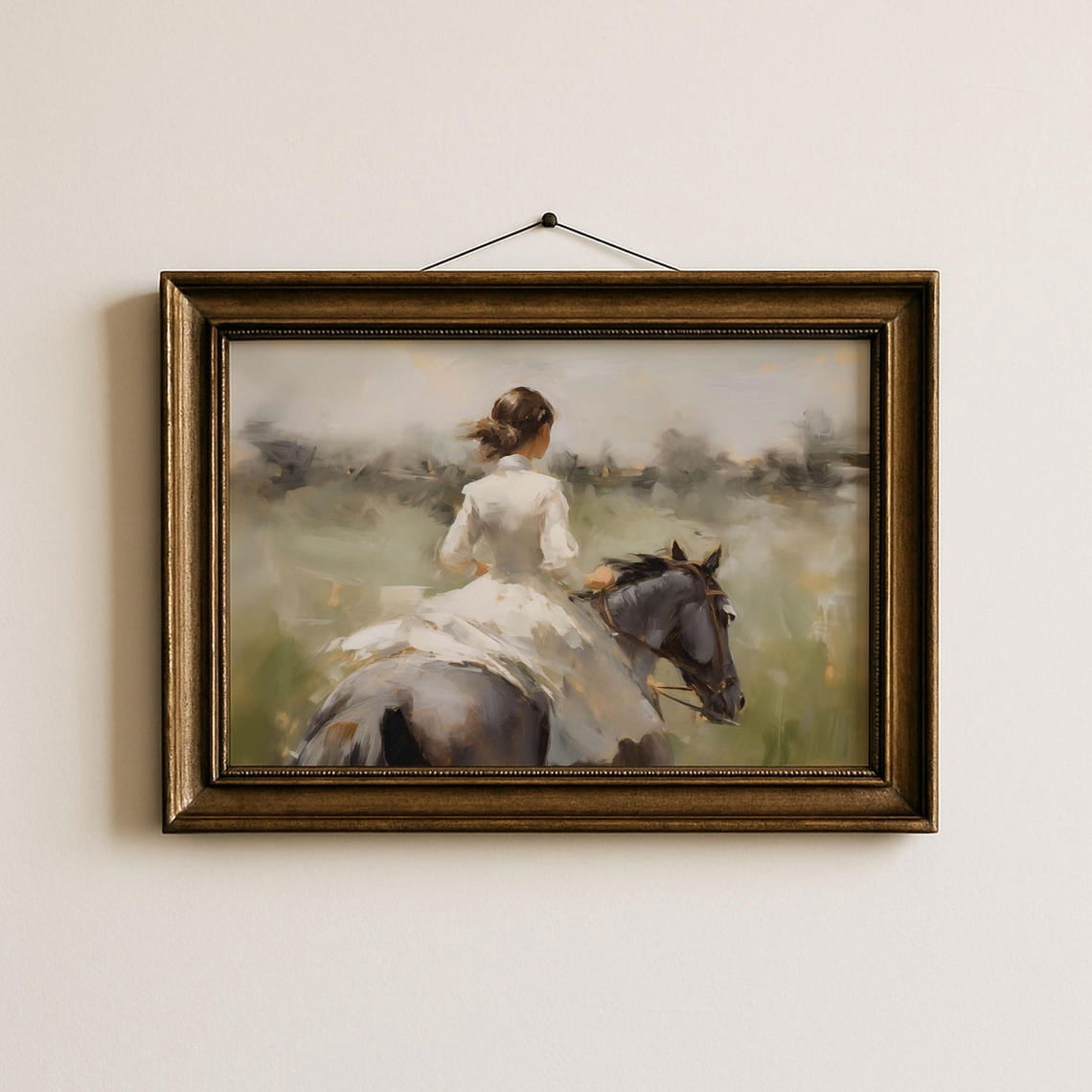 Antique Victorian Woman On Horse Wall Art, Neutral Wall Prints ...
