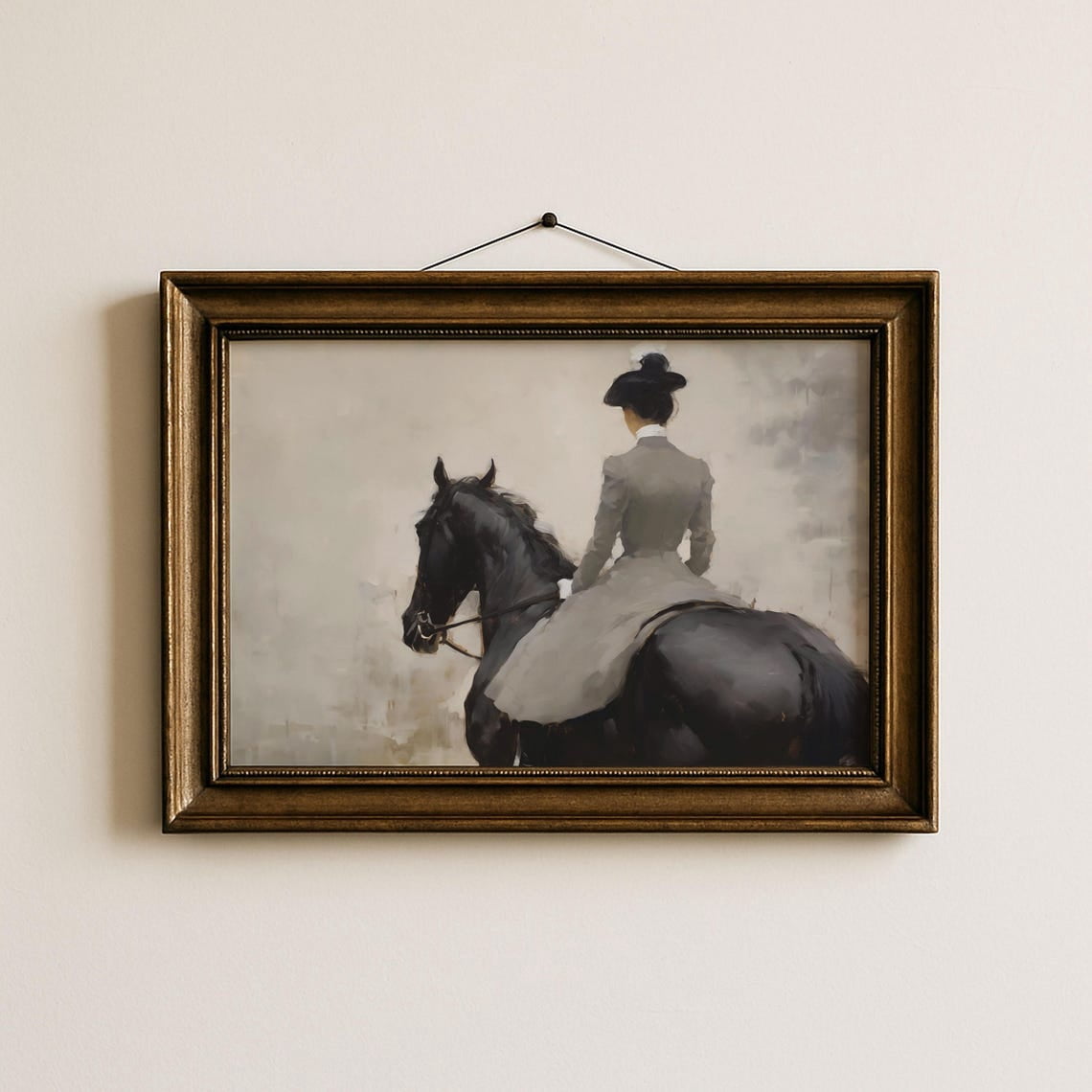 Antique Victorian Woman On Horse Wall Art, Vintage Horse Print ...