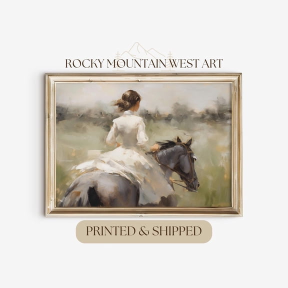 Antique Victorian Woman, Horse Wall Art, Vintage Horse Print, Neutral Wall Prints, English Countryside Landscape Wall Art Poster, Unframed Canvas Size 16x24 F03.1.15l845