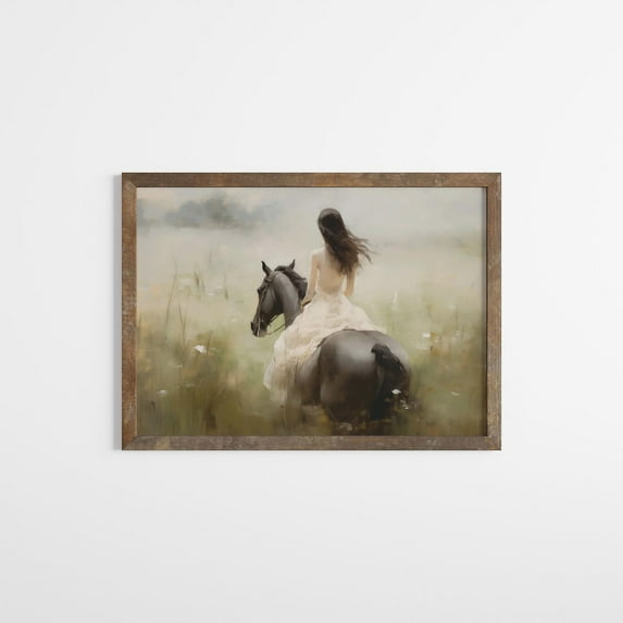 Antique Victorian Woman On Horse Wall Art Vintage Horse Print Vintage Horse Art Farmhouse Wall Art Girl Room Decor Horse Home Decor #130, Unframed Poster Size 8x12