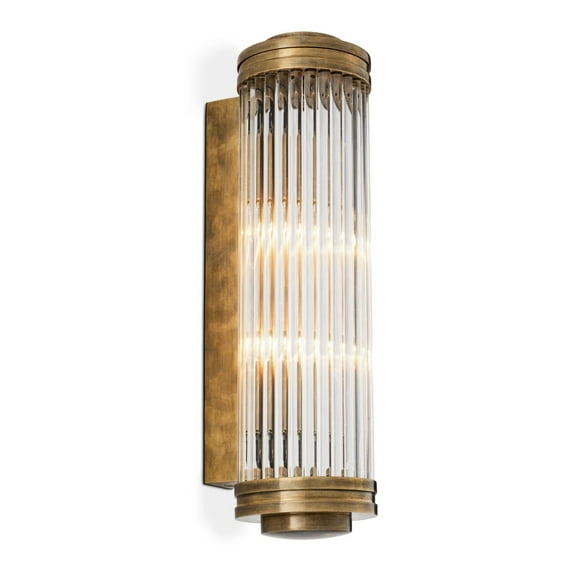 Antique Vintage Art Deco Brass & Glass Rod Wall Sconce Lamp Light