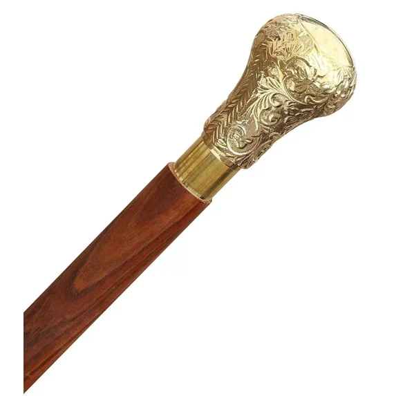 Antique Vintage Brass Knob Handle stick Collectible wood walking stick cane Victorian Sputnik Wooden Walking Stick Canes