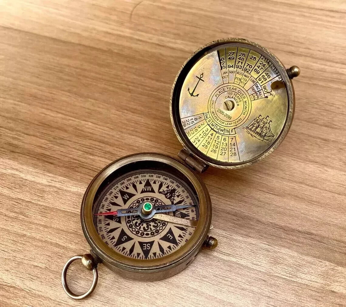 Antique Vintage Brass Pocket Compass Brass Nautical Compass Marine Compass Gift