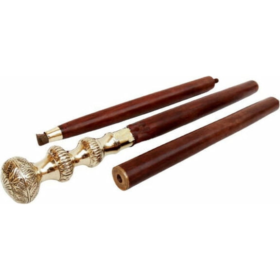 Antique Vintage Design Brass Handle stick wood walking stick Victorian Wooden Walking Stick Canes