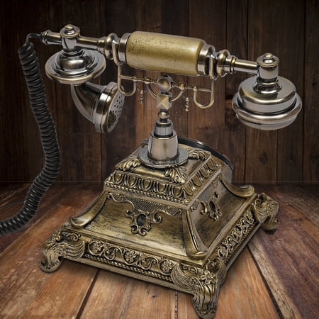 Antique Vintage Handset Old Telephone European Style Rotary Dial Phone Gold New