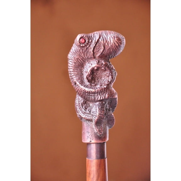 Antique Vintage Octopus Brass Handle stick wood walking stick Victorian Wooden Walking Stick Canes