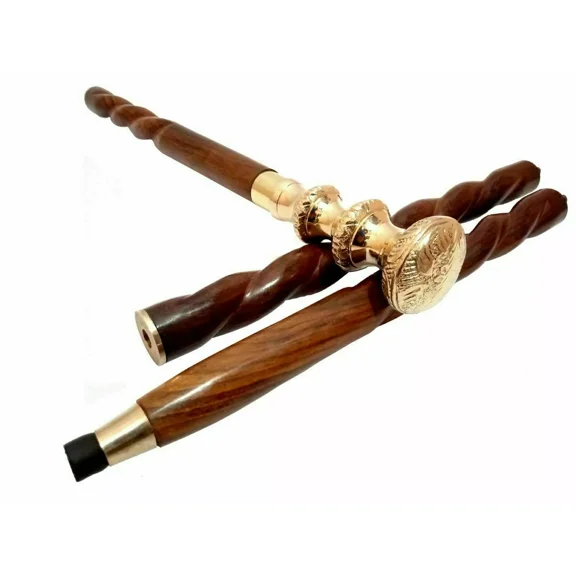 Antique Vintage Pillar Handle stick Collectible wood walking stick cane Victorian Sputnik Wooden Walking Stick Canes