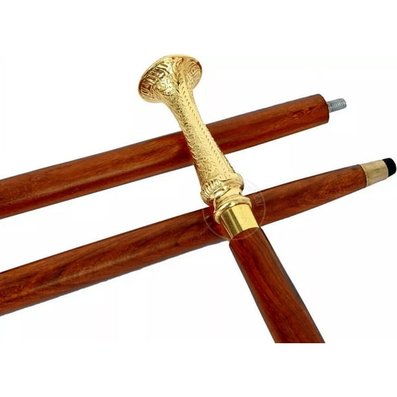 Antique Vintage Pillar Handle stick Collectible wood walking stick cane Victorian Sputnik Wooden Walking Stick Canes