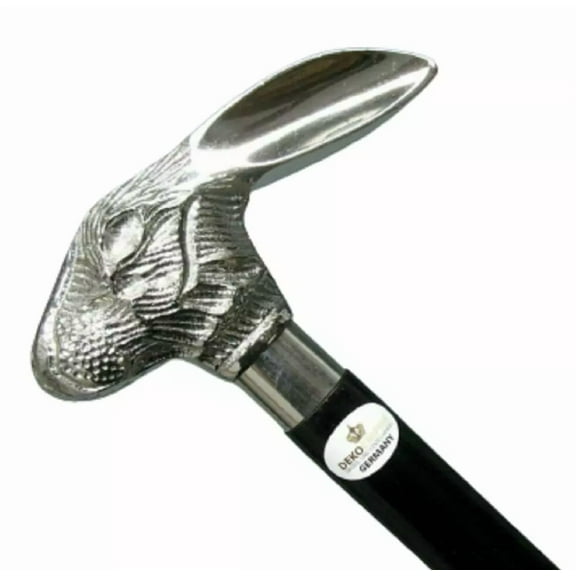 Antique Vintage Rabbit Brass Handle stick wood walking stick Victorian Wooden Walking Stick Cane