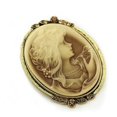 thumbnail image 1 of Antique Vintage Replica Style Light Brown CAMEO Brooch Pin Women Fashion Jewelry, 1 of 1