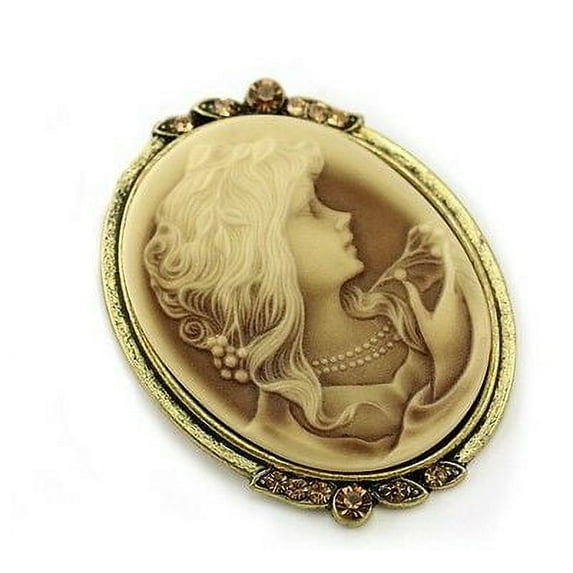 Antique Vintage Replica Style Light Brown CAMEO Brooch Pin Women Fashion Jewelry