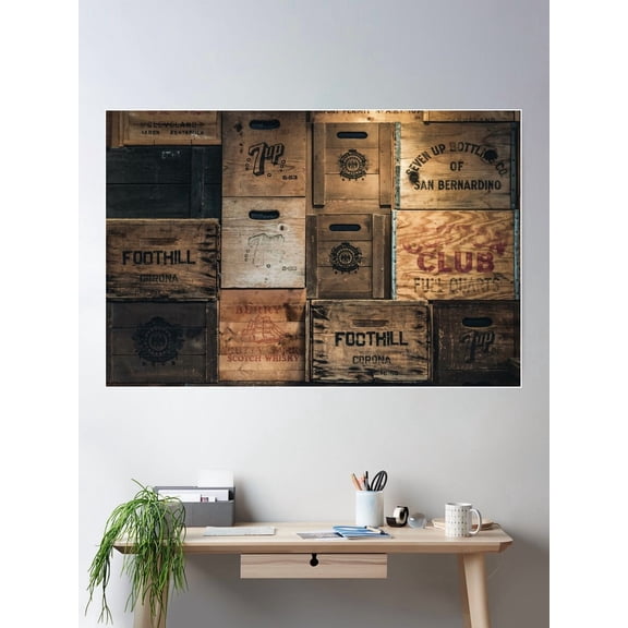 Antique Vintage Soda Beverage Box Crates Poster Wall Art, Modern Wall Decor For Living Room Bedroom, 12x18 UNFRAMED