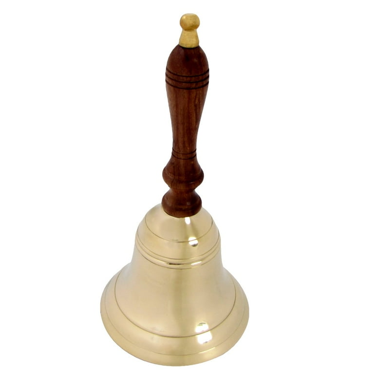 Antique Reproduction Brass and Wood Teacher's Hand Bell or School Desk Bell Antique Reproduction Brass and Wood Teacher's Hand Bell or School Desk Bell