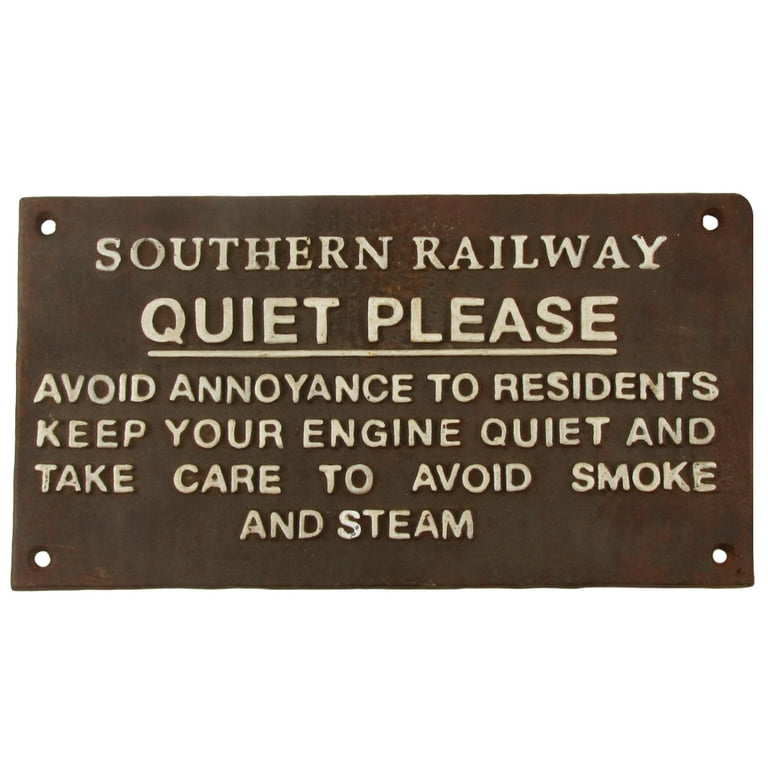 Antique Metal Quiet Please Engineer Train Sign Antique Metal Quiet Please Engineer Train Sign