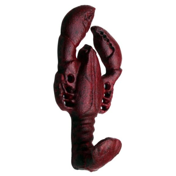 Antique Vintage style Crawfish CAST IRON LOBSTER TAIL HOOK red coat towel rack