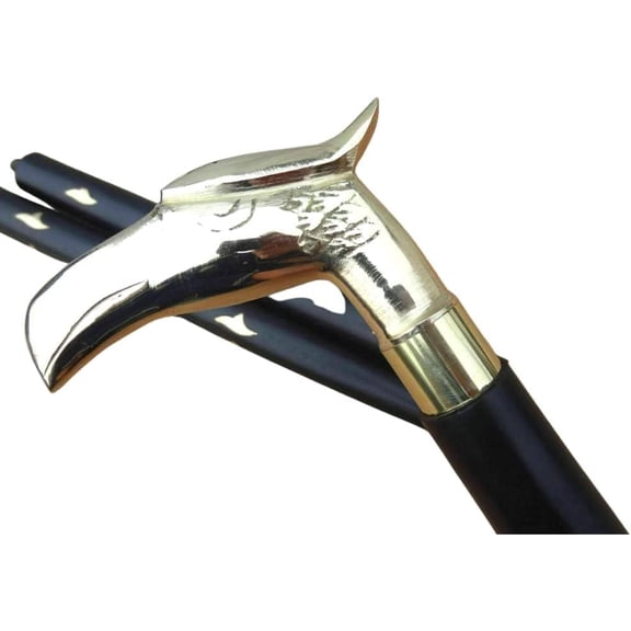 Antique Walking Cane Eagle Style Vintage Solid Walking Stick Brass Silver Handle Decorative Design Medieval Replicas Cosplay Wooden Seniors Walking Stick Unique Gift by Maritime Treasuresr