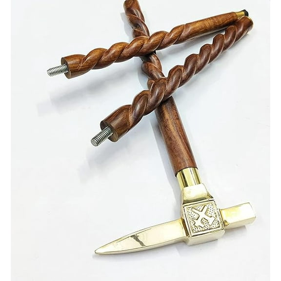 Antique Walking Stick Wooden Cane Engraved Leather Designer Walking Stick