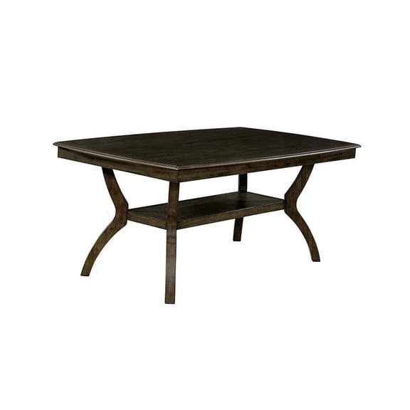 Antique Walnut Dining Table with Open Storage Shelf, Rectangle Kitchen Table for 6 Seater
