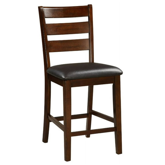 Antique Walnut Finish Solid Wood Dining Chairs Set of 4 Kitchen Breakfast Framed Back Cushion Seats Counter Height High Chair