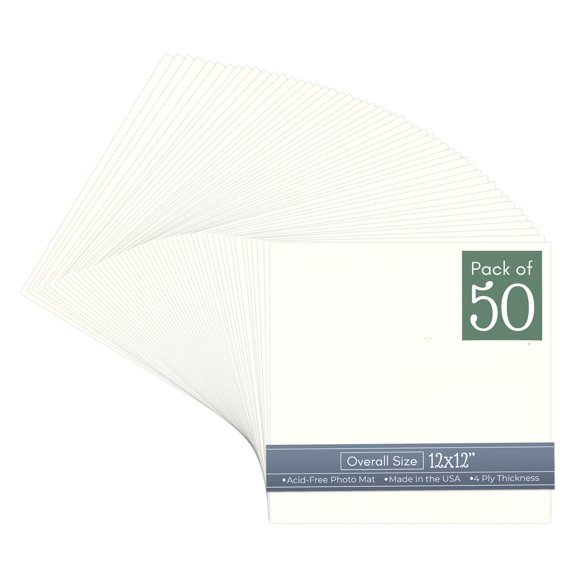 Antique White 12x12 Uncut Art Mat Board - No Opening - 50 Mats