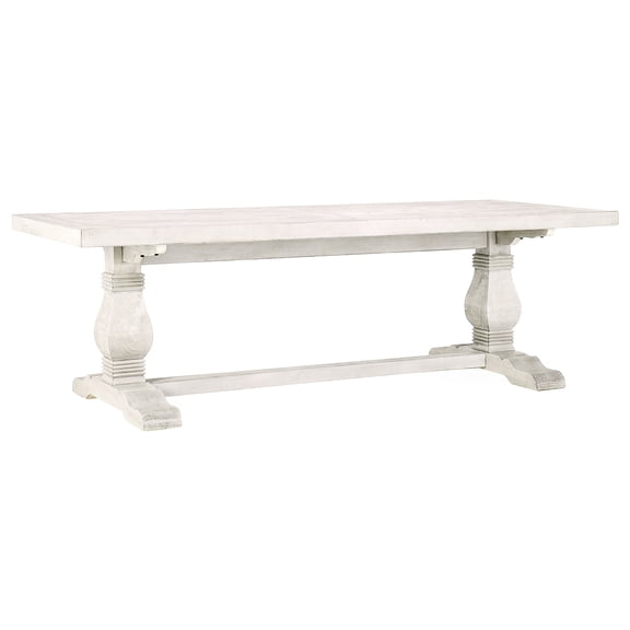 Antique White 94" Table, Solid Wood, Transitional Rustic Look