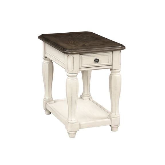 Antique White And Brown Chairside Table With Drawer - Build, Classic Storage Shelf & , Style