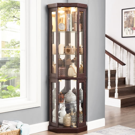Antique White Corner Curio - Create Customizable Storage with Adjustable Shelves