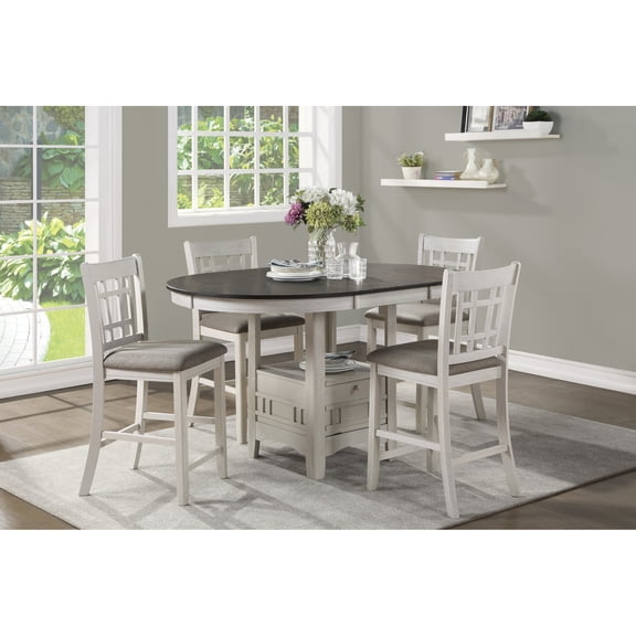 Antique White Finish - Pull - Out Table Extension - Formal Dinner - Counter Height