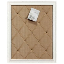 Antique White Linen Fabric Pin Board, 21"×27" Message Board Wall Decor, Burlap Bulletin Board Picture Memo Board, Large Cork Vision Boards for Walls with Frame