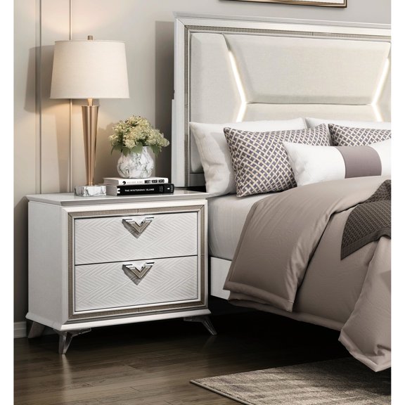 Antique White Main Color - 2 Dovetail Drawers Function - Bedroom Decorative - Luxury Piece