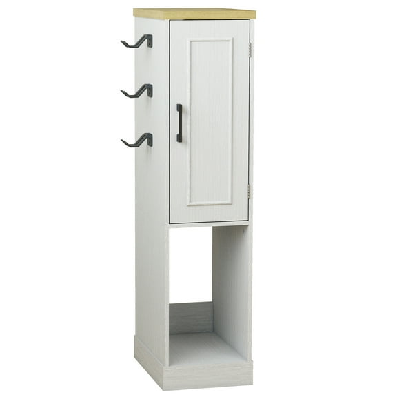 Antique White Media Storage Cabinet with Shelves and Drawers