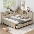 thumbnail image 1 of Full Size Wood Daybed with 3 Drawers & Storage Shelves, Antique White Milk Finish, 1 of 17