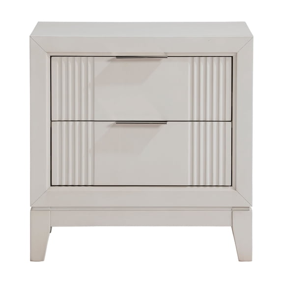 Antique White Finish 1pc Nightstand with 2x Drawers Modern Bedroom Furniture, Reeded Fronts, Bedside Cabinet with Drawers