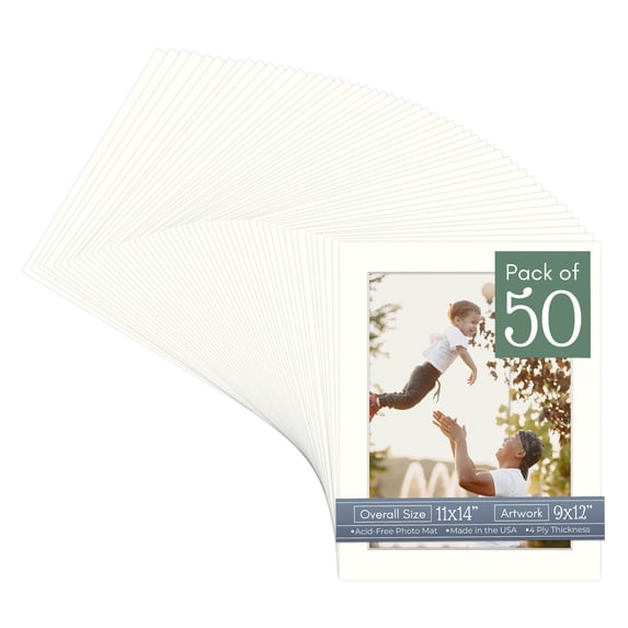 Antique White Picture Frame Mat for 11x14 Frames - Fits 9x12 Photos - 50 Mats