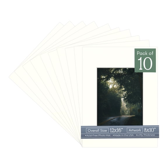 Antique White Picture Frame Mat for 12x16 Frames - Fits 8x10 Photos - 10 Mats