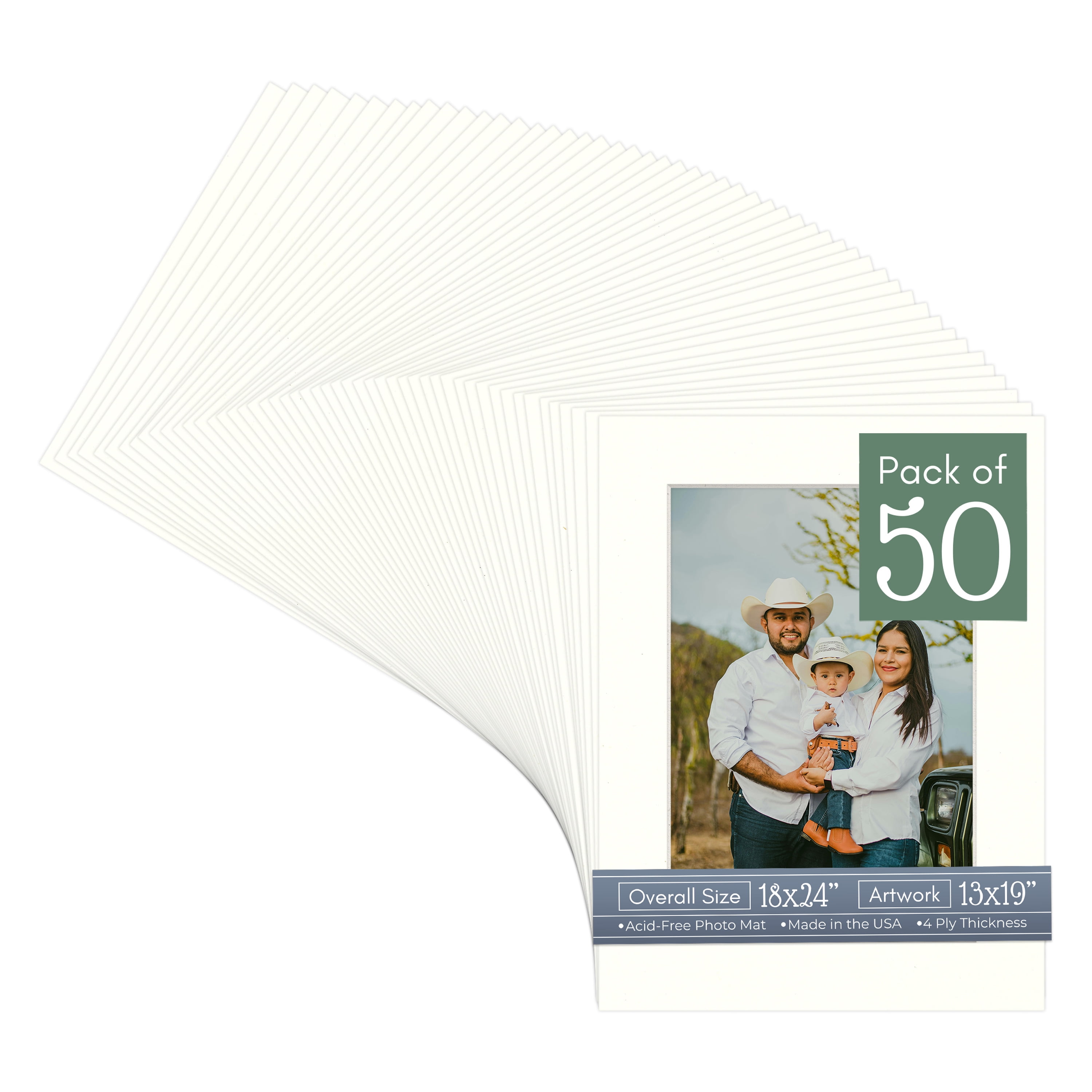 Antique White Picture Frame Mat for 18x24 Frames - Fits 13x19 Photos - 50 Mats