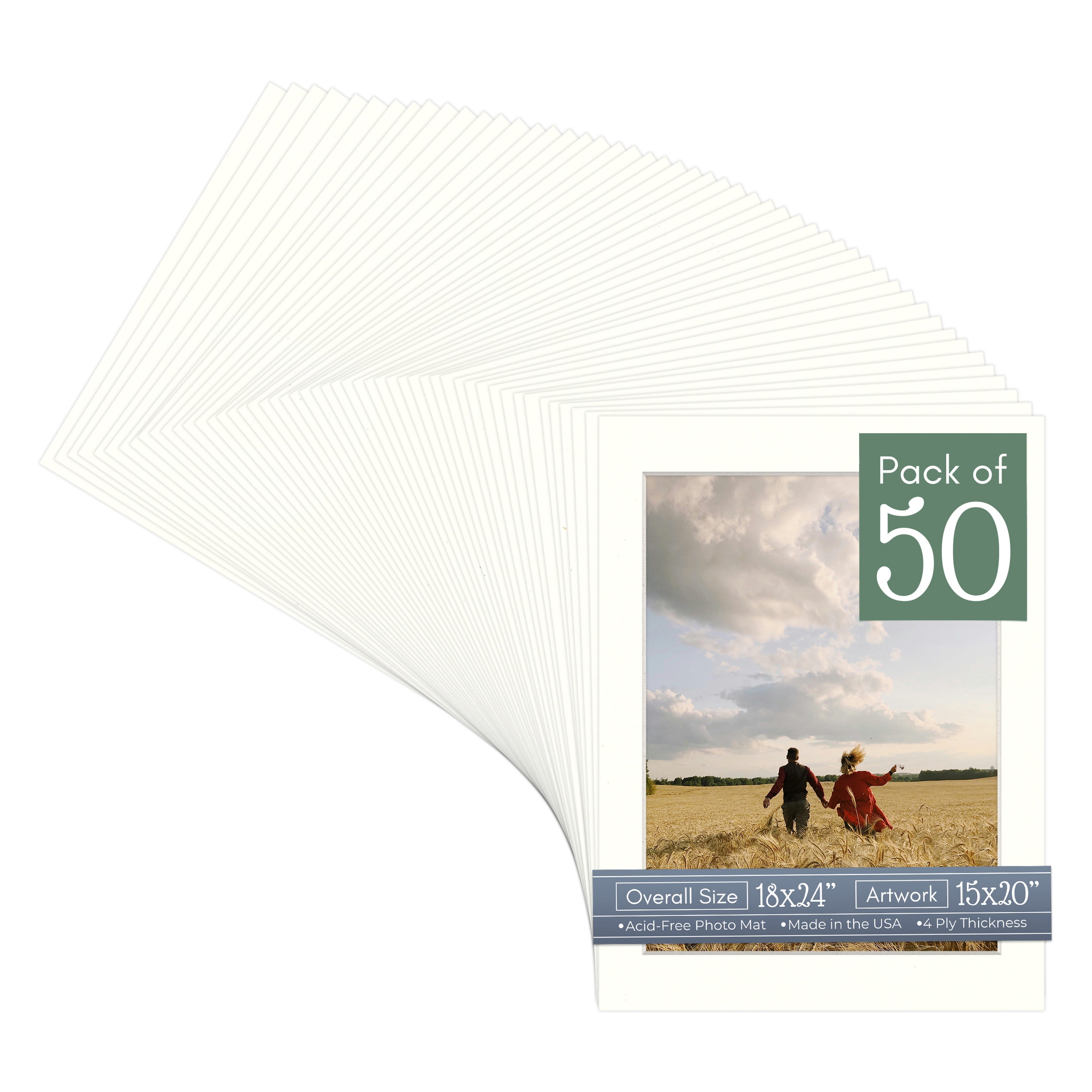 Antique White Picture Frame Mat for 18x24 Frames - Fits 15x20 Photos - 50 Mats