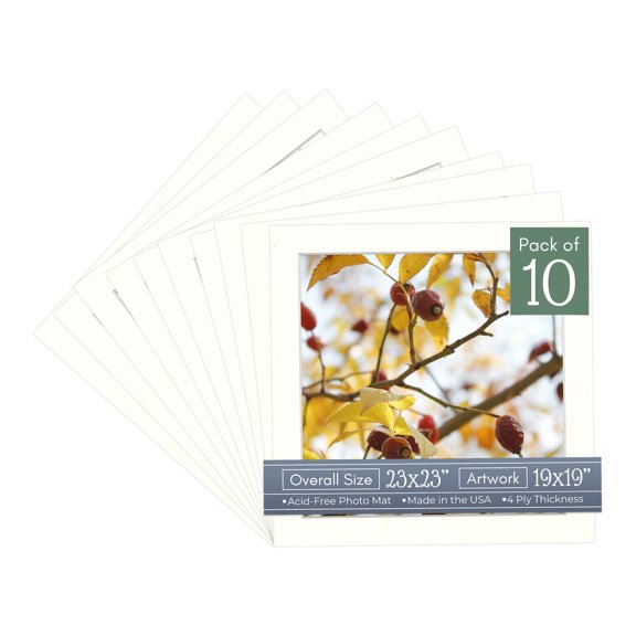 Antique White Picture Frame Mat for 23x23 Frames - Fits 19x19 Photos - 10 Mats